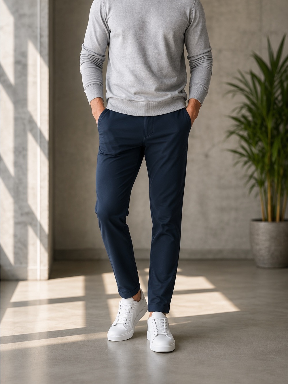 BYLT Premium Basics Everyday Pant 2.0 Navy Blue Slim Fit Men’s 30x29